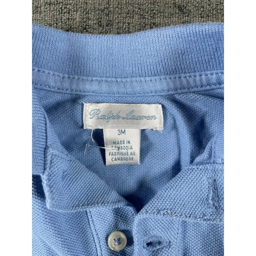 Ralph Lauren Baby Boys Light Blue Short Sleeve Pique Polo Shirt Size 3M